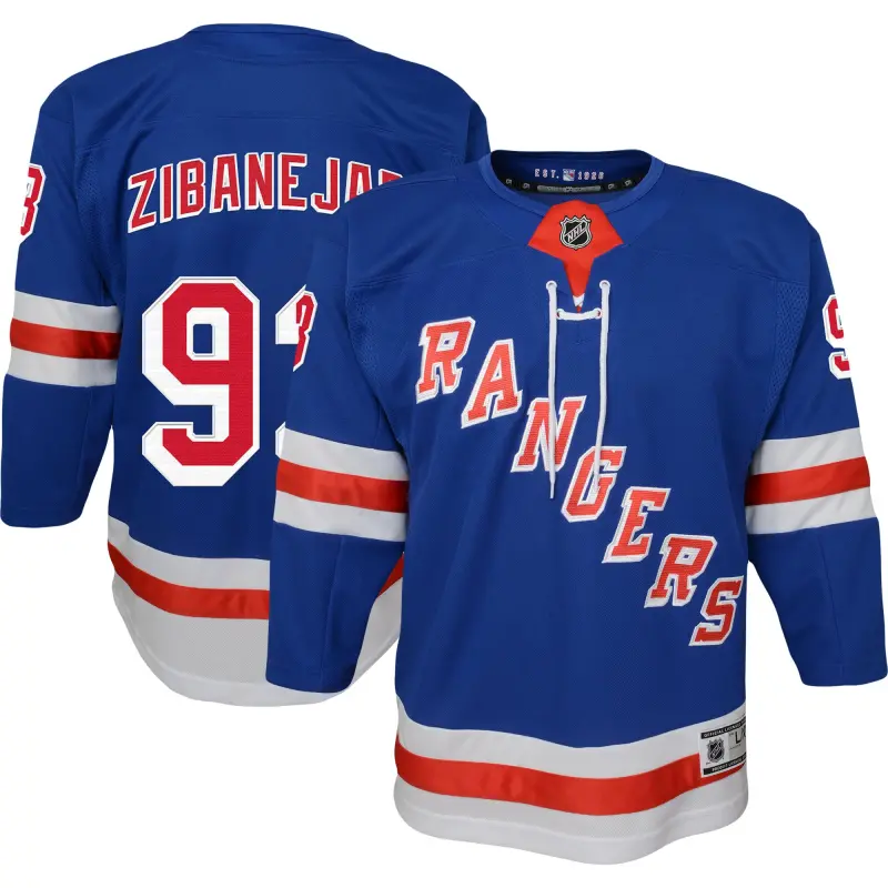 youth mika zibanejad blue new york rangers home premier player jersey